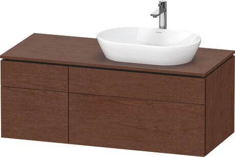 Console vanity unit wall-mounted, LC4874013130000 American walnut Matt, Real wood veneer