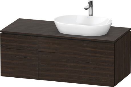 Console vanity unit wall-mounted, LC4874069690000 Brushed walnut Matt, Real wood veneer