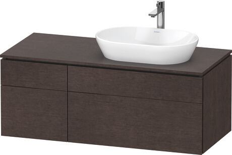 Console vanity unit wall-mounted, LC4874072720000 Brushed dark oak Matt, Real wood veneer