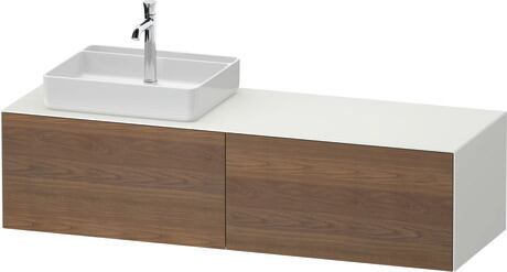 Console vanity unit wall-mounted, WT4864L77367010 Front: American walnut Matt, Solid wood, Corpus: White Satin Matt, Lacquer, Console: White Satin Matt, Lacquer, Interior lighting: Integrated