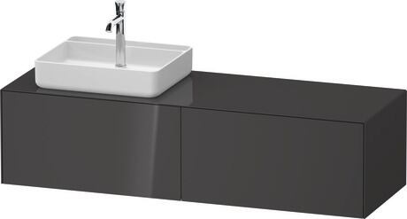 Console vanity unit wall-mounted, WT4864LH1H17010 Graphite High Gloss, Lacquer, Interior lighting: Integrated