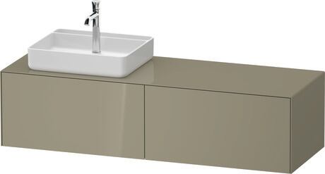 Console vanity unit wall-mounted, WT4864LH2H27010 Stone grey High Gloss, Lacquer, Interior lighting: Integrated