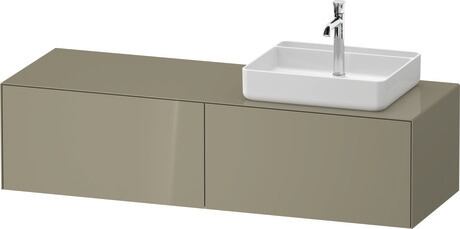 Console vanity unit wall-mounted, WT4864RH2H27010 Stone grey High Gloss, Lacquer, Interior lighting: Integrated