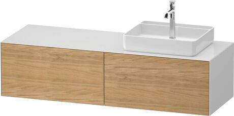 Console vanity unit wall-mounted, WT4864RH5857010 Front: Natural oak Matt, Solid wood, Corpus: White High Gloss, Lacquer, Console: White High Gloss, Lacquer, Interior lighting: Integrated