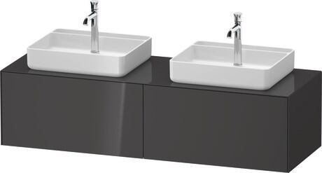 Console vanity unit wall-mounted, WT4865BH1H17010 Graphite High Gloss, Lacquer, Interior lighting: Integrated