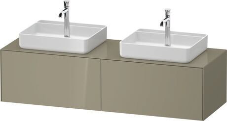 Console vanity unit wall-mounted, WT4865BH2H27010 Stone grey High Gloss, Lacquer, Interior lighting: Integrated