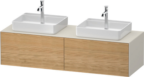 Console vanity unit wall-mounted, WT4865BH5397010 Front: Natural oak Matt, Solid wood, Corpus: Nordic white Satin Matt, Lacquer, Console: Nordic white Satin Matt, Lacquer, Interior lighting: Integrated