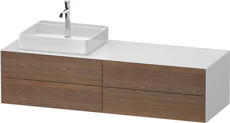 Console vanity unit wall-mounted, WT4867L77857010 Front: American walnut Matt, Solid wood, Corpus: White High Gloss, Lacquer, Console: White High Gloss, Lacquer, Interior lighting: Integrated