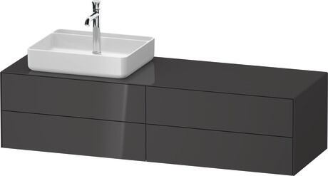 Console vanity unit wall-mounted, WT4867LH1H17010 Graphite High Gloss, Lacquer, Interior lighting: Integrated