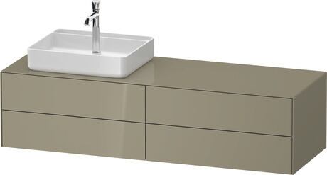 Console vanity unit wall-mounted, WT4867LH2H27010 Stone grey High Gloss, Lacquer, Interior lighting: Integrated