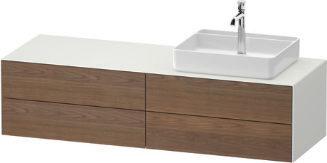 Console vanity unit wall-mounted, WT4867R77367010 Front: American walnut Matt, Solid wood, Corpus: White Satin Matt, Lacquer, Console: White Satin Matt, Lacquer, Interior lighting: Integrated