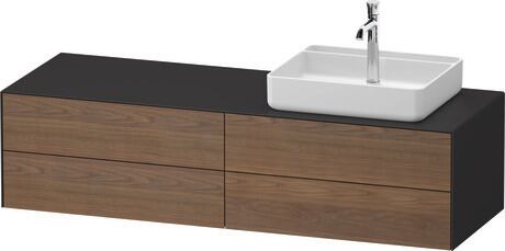 Console vanity unit wall-mounted, WT4867R77587010 Front: American walnut Matt, Solid wood, Corpus: Graphite Satin Matt, Lacquer, Console: Graphite Satin Matt, Lacquer, Interior lighting: Integrated