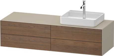 Console vanity unit wall-mounted, WT4867R77607010 Front: American walnut Matt, Solid wood, Corpus: taupe Satin Matt, Lacquer, Console: taupe Satin Matt, Lacquer, Interior lighting: Integrated