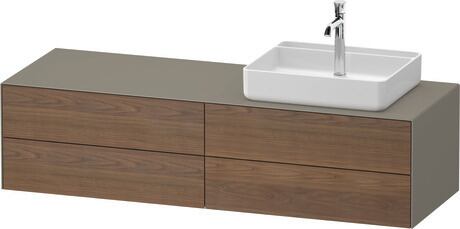 Console vanity unit wall-mounted, WT4867R77927010 Front: American walnut Matt, Solid wood, Corpus: Stone grey Satin Matt, Lacquer, Console: Stone grey Satin Matt, Lacquer, Interior lighting: Integrated