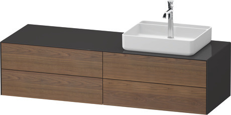 Console vanity unit wall-mounted, WT4867R77H17010 Front: American walnut Matt, Solid wood, Corpus: Graphite High Gloss, Lacquer, Console: Graphite High Gloss, Lacquer, Interior lighting: Integrated