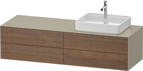 Console vanity unit wall-mounted, WT4867R77H37010 Front: American walnut Matt, Solid wood, Corpus: taupe High Gloss, Lacquer, Console: taupe High Gloss, Lacquer, Interior lighting: Integrated