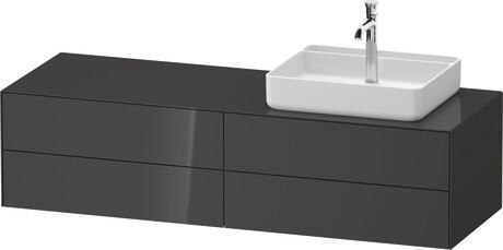 Console vanity unit wall-mounted, WT4867RH1H17010 Graphite High Gloss, Lacquer, Interior lighting: Integrated