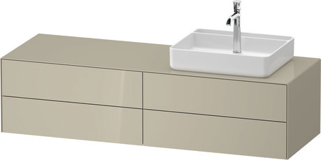 Console vanity unit wall-mounted, WT4867RH3H37010 taupe High Gloss, Lacquer, Interior lighting: Integrated