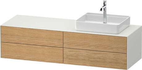 Console vanity unit wall-mounted, WT4867RH5367010 Front: Natural Oak solid Matt, Solid wood, Corpus: White Satin Matt, Lacquer, Console: White Satin Matt, Lacquer, Interior lighting: Integrated