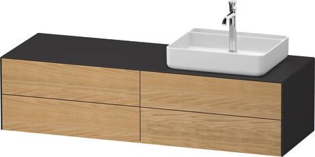 Console vanity unit wall-mounted, WT4867RH5587010 Front: Natural Oak solid Matt, Solid wood, Corpus: Graphite Satin Matt, Lacquer, Console: Graphite Satin Matt, Lacquer, Interior lighting: Integrated