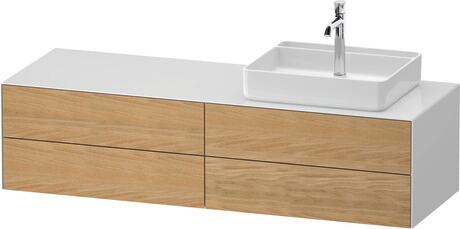 Console vanity unit wall-mounted, WT4867RH5857010 Front: Natural Oak solid Matt, Solid wood, Corpus: White High Gloss, Lacquer, Console: White High Gloss, Lacquer, Interior lighting: Integrated