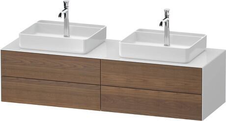 Console vanity unit wall-mounted, WT4868B77857010 Front: American walnut Matt, Solid wood, Corpus: White High Gloss, Lacquer, Console: White High Gloss, Lacquer, Interior lighting: Integrated