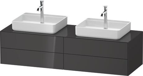 Console vanity unit wall-mounted, WT4868BH1H17010 Graphite High Gloss, Lacquer, Interior lighting: Integrated