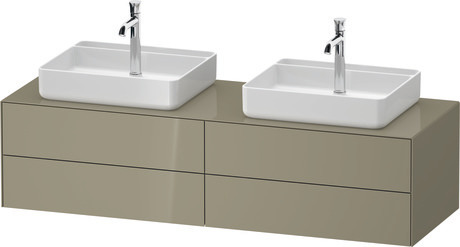 Console vanity unit wall-mounted, WT4868BH2H27010 Stone grey High Gloss, Lacquer, Interior lighting: Integrated