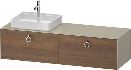 Console vanity unit wall-mounted, WT4890L77H37010 Front: American walnut Matt, Solid wood, Corpus: taupe High Gloss, Lacquer, Console: taupe High Gloss, Lacquer, Interior lighting: Integrated