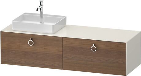 Console vanity unit wall-mounted, WT4890L77H47010 Front: American walnut Matt, Solid wood, Corpus: Nordic white High Gloss, Lacquer, Console: Nordic white High Gloss, Lacquer, Interior lighting: Integrated