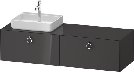 Console vanity unit wall-mounted, WT4890LH1H17010 Graphite High Gloss, Lacquer, Interior lighting: Integrated