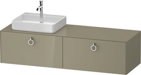 Console vanity unit wall-mounted, WT4890LH2H27010 Stone grey High Gloss, Lacquer, Interior lighting: Integrated