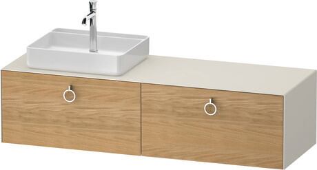 Console vanity unit wall-mounted, WT4890LH5397010 Front: Natural oak Matt, Solid wood, Corpus: Nordic white Satin Matt, Lacquer, Console: Nordic white Satin Matt, Lacquer, Interior lighting: Integrated