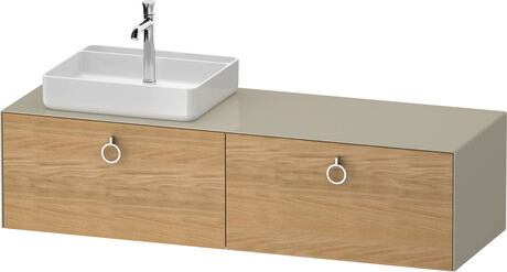 Console vanity unit wall-mounted, WT4890LH5H37010 Front: Natural oak Matt, Solid wood, Corpus: taupe High Gloss, Lacquer, Console: taupe High Gloss, Lacquer, Interior lighting: Integrated