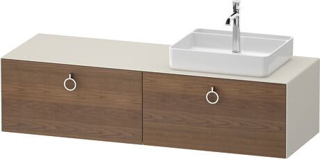 Console vanity unit wall-mounted, WT4890R77397010 Front: American walnut Matt, Solid wood, Corpus: Nordic white Satin Matt, Lacquer, Console: Nordic white Satin Matt, Lacquer, Interior lighting: Integrated