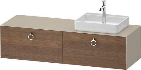 Console vanity unit wall-mounted, WT4890R77607010 Front: American walnut Matt, Solid wood, Corpus: taupe Satin Matt, Lacquer, Console: taupe Satin Matt, Lacquer, Interior lighting: Integrated