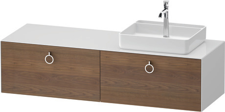 Console vanity unit wall-mounted, WT4890R77857010 Front: American walnut Matt, Solid wood, Corpus: White High Gloss, Lacquer, Console: White High Gloss, Lacquer, Interior lighting: Integrated