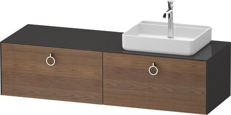 Console vanity unit wall-mounted, WT4890R77H17010 Front: American walnut Matt, Solid wood, Corpus: Graphite High Gloss, Lacquer, Console: Graphite High Gloss, Lacquer, Interior lighting: Integrated