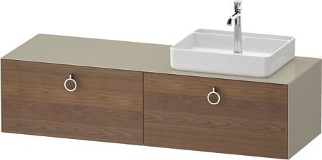 Console vanity unit wall-mounted, WT4890R77H37010 Front: American walnut Matt, Solid wood, Corpus: taupe High Gloss, Lacquer, Console: taupe High Gloss, Lacquer, Interior lighting: Integrated