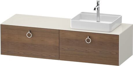 Console vanity unit wall-mounted, WT4890R77H47010 Front: American walnut Matt, Solid wood, Corpus: Nordic white High Gloss, Lacquer, Console: Nordic white High Gloss, Lacquer, Interior lighting: Integrated