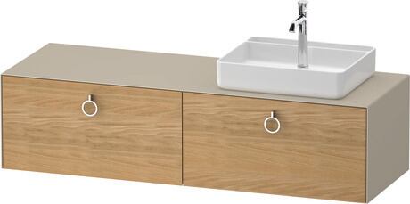 Console vanity unit wall-mounted, WT4890RH5607010 Front: Natural oak Matt, Solid wood, Corpus: taupe Satin Matt, Lacquer, Console: taupe Satin Matt, Lacquer, Interior lighting: Integrated