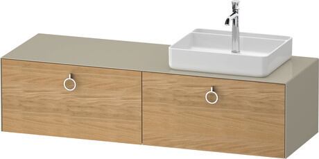 Console vanity unit wall-mounted, WT4890RH5H37010 Front: Natural oak Matt, Solid wood, Corpus: taupe High Gloss, Lacquer, Console: taupe High Gloss, Lacquer, Interior lighting: Integrated