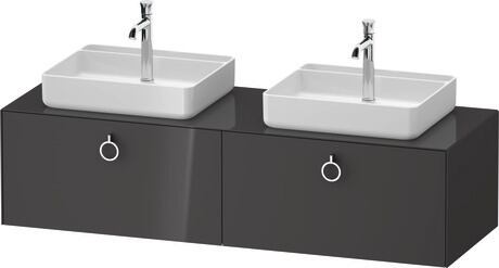 Console vanity unit wall-mounted, WT4891BH1H17010 Graphite High Gloss, Lacquer, Interior lighting: Integrated