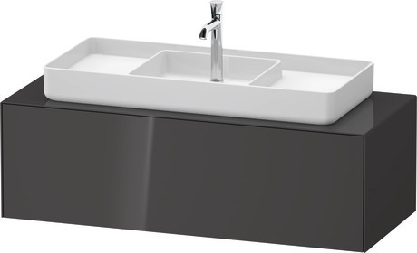 Console vanity unit wall-mounted, WT4977MH1H17010 Graphite High Gloss, Lacquer, Interior lighting: Integrated