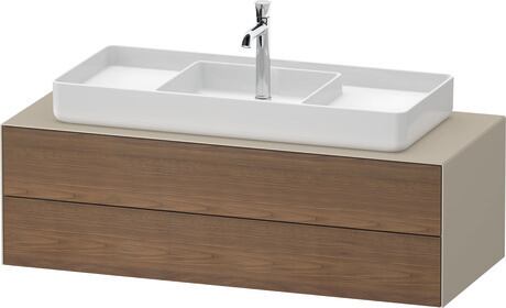 Console vanity unit wall-mounted, WT4987M77600000 Front: American walnut Matt, Solid wood, Corpus: taupe Satin Matt, Lacquer, Console: taupe Satin Matt, Lacquer