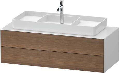 Console vanity unit wall-mounted, WT4987M77850000 Front: American walnut Matt, Solid wood, Corpus: White High Gloss, Lacquer, Console: White High Gloss, Lacquer