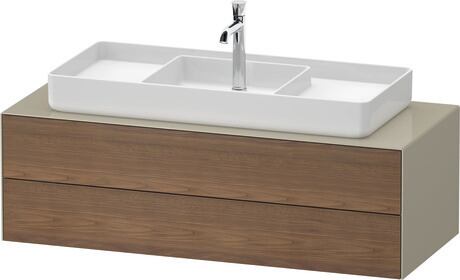 Console vanity unit wall-mounted, WT4987M77H30000 Front: American walnut Matt, Solid wood, Corpus: taupe High Gloss, Lacquer, Console: taupe High Gloss, Lacquer