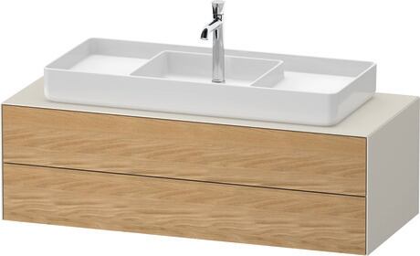 Console vanity unit wall-mounted, WT4987MH5390000 Front: Natural oak Matt, Solid wood, Corpus: Nordic white Satin Matt, Lacquer, Console: Nordic white Satin Matt, Lacquer