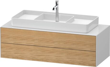 Console vanity unit wall-mounted, WT4987MH5850000 Front: Natural oak Matt, Solid wood, Corpus: White High Gloss, Lacquer, Console: White High Gloss, Lacquer