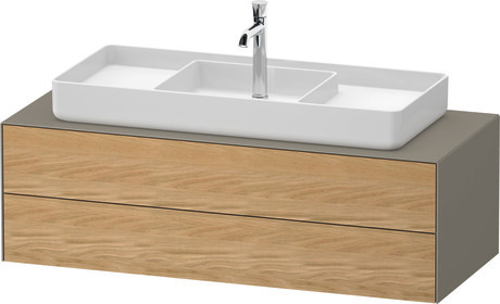 Console vanity unit wall-mounted, WT4987MH5920000 Front: Natural oak Matt, Solid wood, Corpus: Stone grey Satin Matt, Lacquer, Console: Stone grey Satin Matt, Lacquer